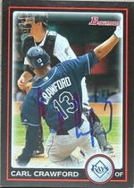 Carl Crawford Signed 2010 Bowman Baseball Card - Tampa Bay Rays #7