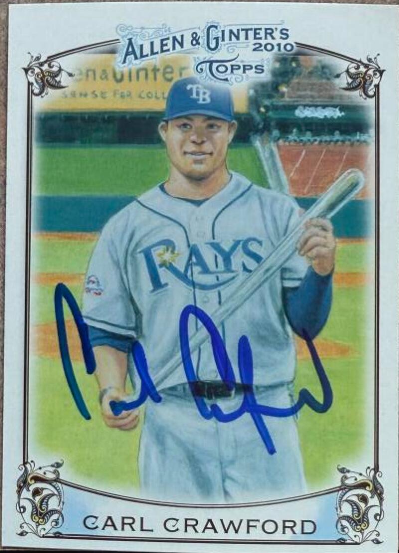 Carl Crawford Signed 2010 Topps Allen & Ginter Baseball Highlights Baseball Card - Tampa Bay Rays #AGHS7