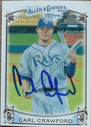 Carl Crawford Signed 2010 Topps Allen & Ginter Baseball Highlights Baseball Card - Tampa Bay Rays #AGHS7