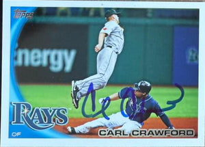 Carl Crawford Signed 2010 Topps Baseball Card - Tampa Bay Rays #95