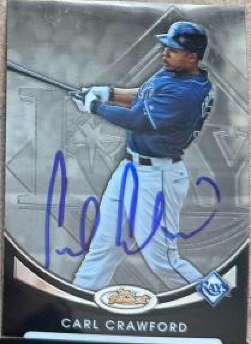 Carl Crawford Signed 2010 Topps Finest Baseball Card - Tampa Bay Rays #90