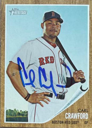 Carl Crawford Signed 2011 Topps Heritage Baseball Card - Boston Red Sox #300