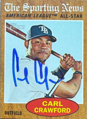 Carl Crawford Signed 2011 Topps Heritage Baseball Card - Tampa Bay Rays #470 AS, SP