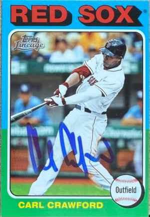 Carl Crawford Signed 2011 Topps Lineage '75 Minis Baseball Card - Boston Red Sox #79