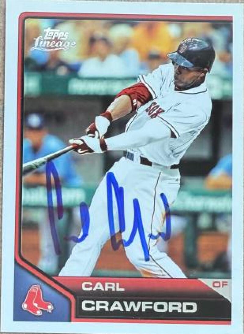 Carl Crawford Signed 2011 Topps Lineage Baseball Card - Boston Red Sox #79