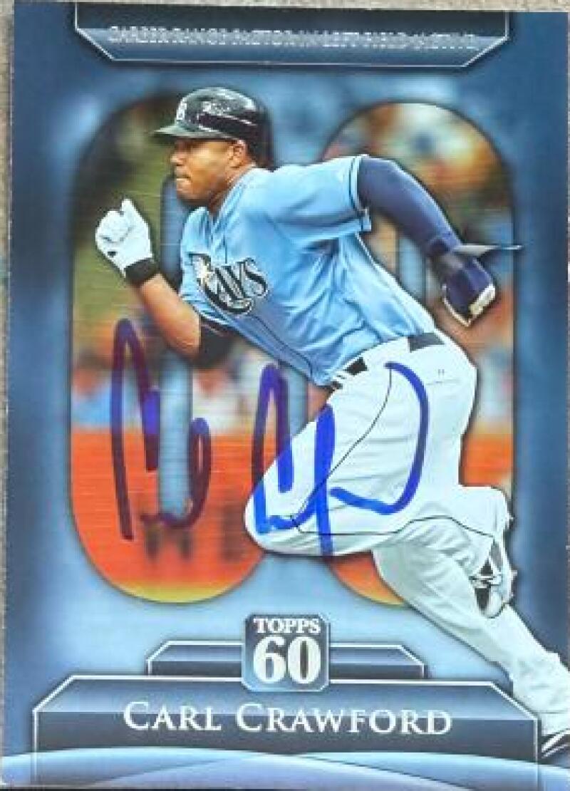 Carl Crawford Signed 2011 Topps - Topps 60 Baseball Card - Tampa Bay Rays #T60-16