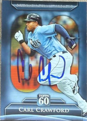 Carl Crawford Signed 2011 Topps - Topps 60 Baseball Card - Tampa Bay Rays #T60-16
