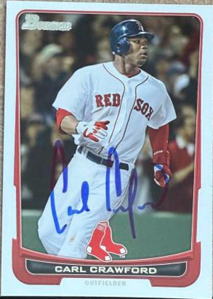 Carl Crawford Signed 2012 Bowman Baseball Card - Boston Red Sox #39