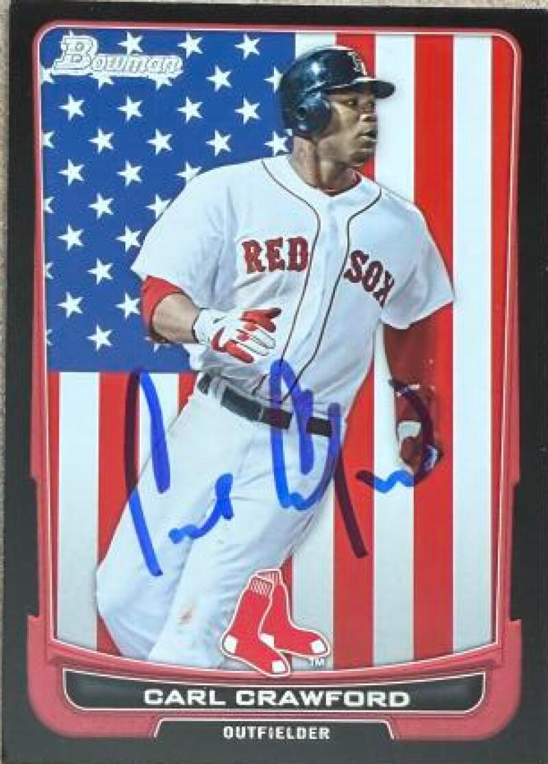 Carl Crawford Signed 2012 Bowman International Baseball Card - Boston Red Sox #39