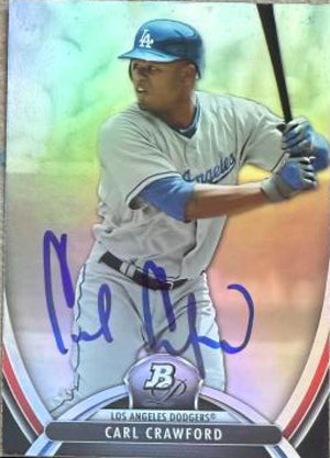Carl Crawford Signed 2013 Bowman Platinum Baseball Card - Los Angeles Dodgers #15