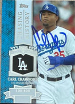Carl Crawford Signed 2013 Topps Chasing History Baseball Card - Los Angeles Dodgers