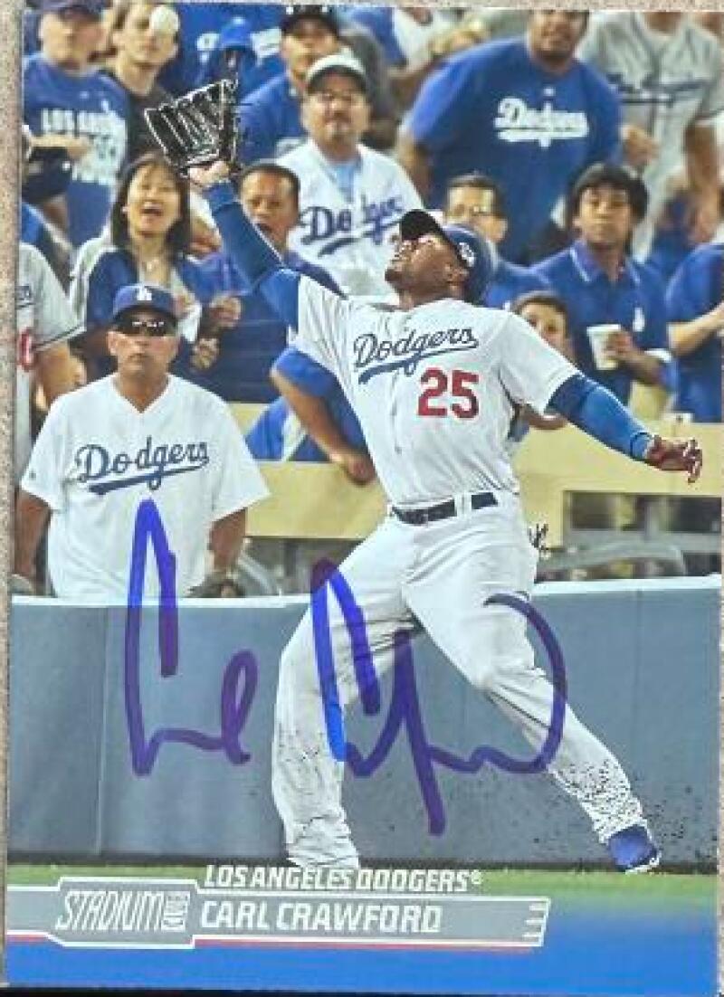 Carl Crawford Signed 2014 Stadium Club Baseball Card - Los Angeles Dodgers #186