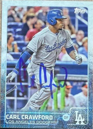 Carl Crawford Signed 2015 Topps Baseball Card - Los Angeles Dodgers #308