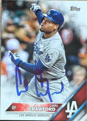 Carl Crawford Signed 2016 Topps Baseball Card - Los Angeles Dodgers #330