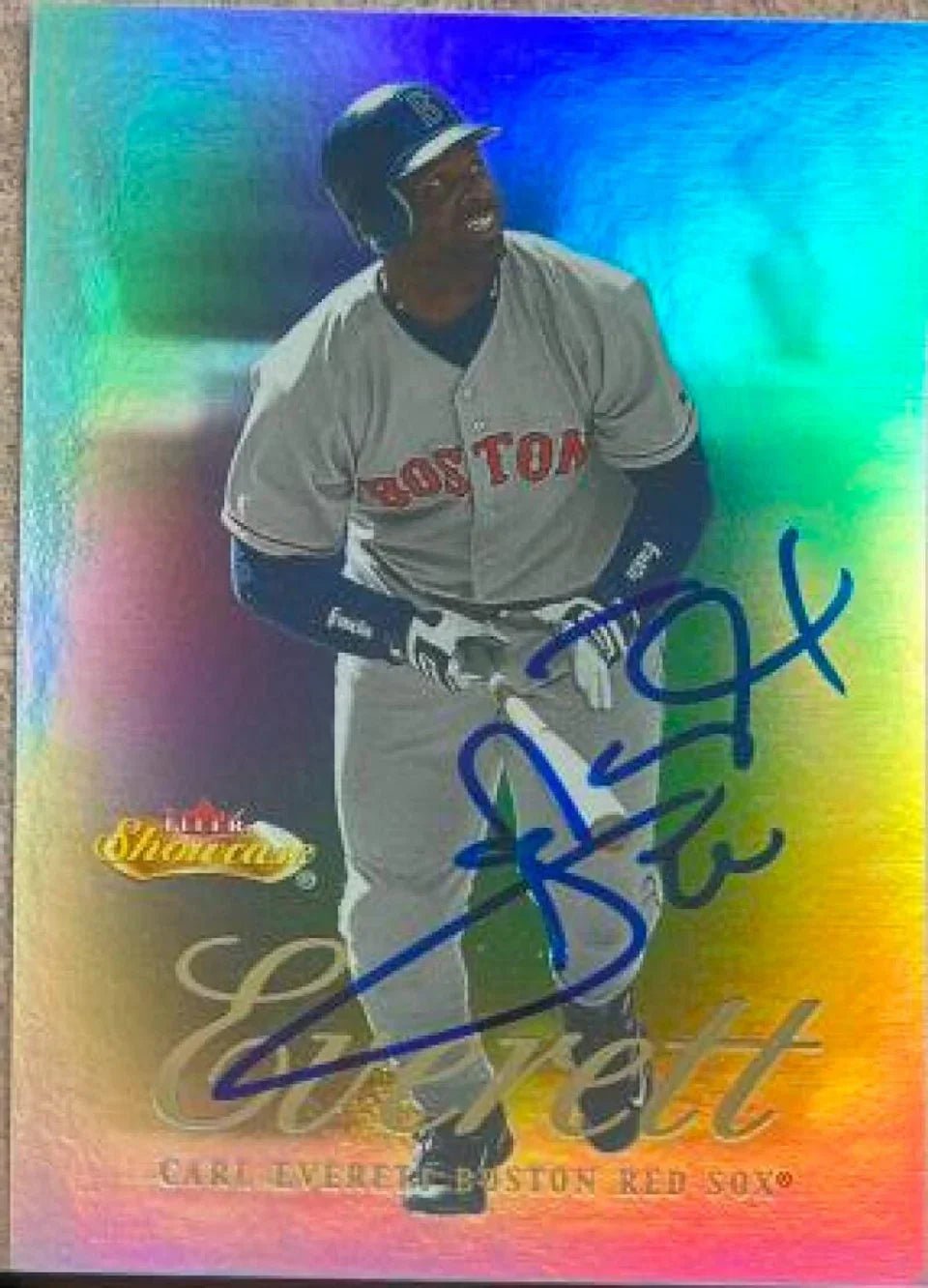 Carl Everett Signed 2000 Fleer Showcase Baseball Card - Boston Red Sox