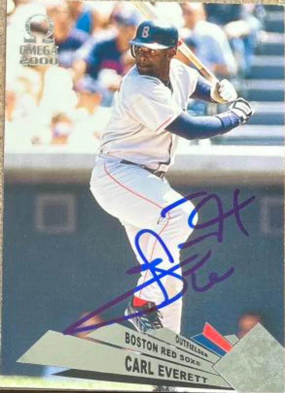 Carl Everett Signed 2000 Pacific Omega Baseball Card - Boston Red Sox