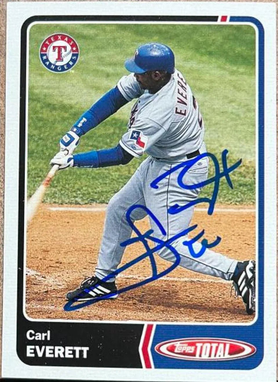 Carl Everett Signed 2003 Topps Total Baseball Card - Texas Rangers