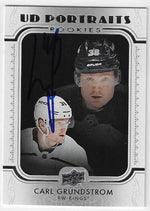 Carl Gundstrom Signed 2018-19 Upper Deck UD Portraits Hockey Card - Los Angeles Kings