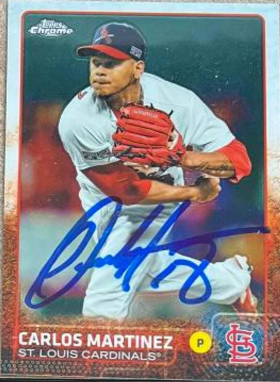 Carlos Martinez Signed 2015 Topps Chrome Baseball Card - St Louis Cardinals
