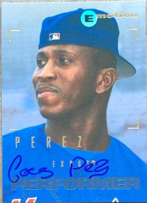 Carlos Perez Signed 1995 Skybox E-Motion Baseball Card - Montreal Expos - PastPros