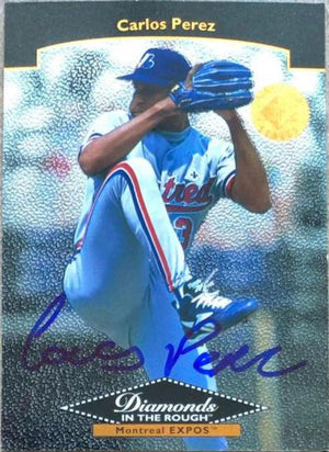 Carlos Perez Signed 1995 SP Championship Baseball Card - Montreal Expos