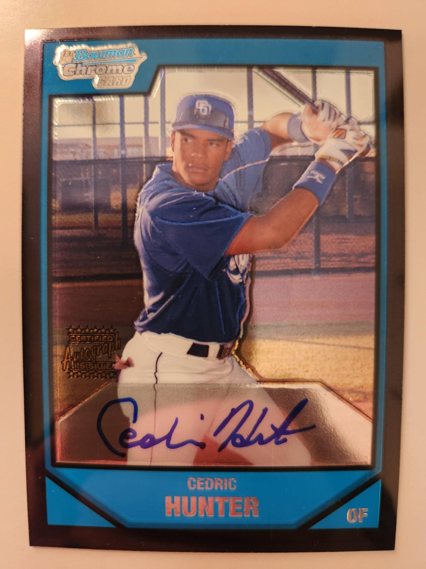 Cedric Hunter Signed 2007 Bowman Chrome Prospects Baseball Card - San Diego Padres #BC255 AU - PastPros