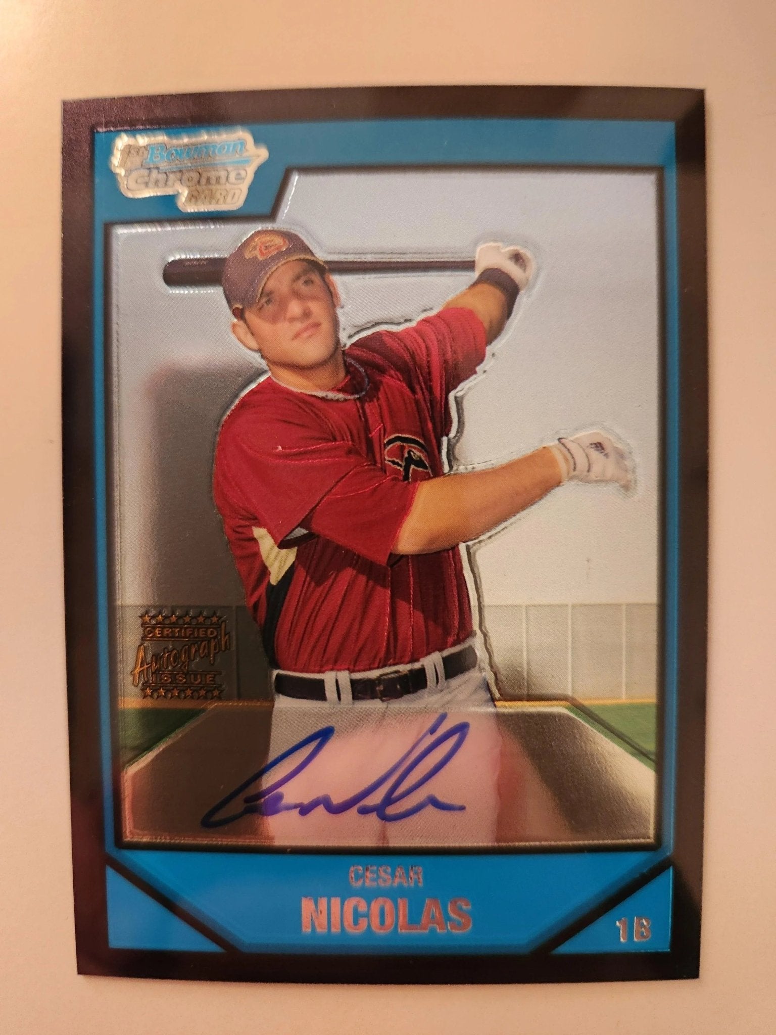 Cesar Nicolas Signed 2007 Bowman Chrome Prospects Baseball Card - Arizona Diamondbacks #BC245 AU