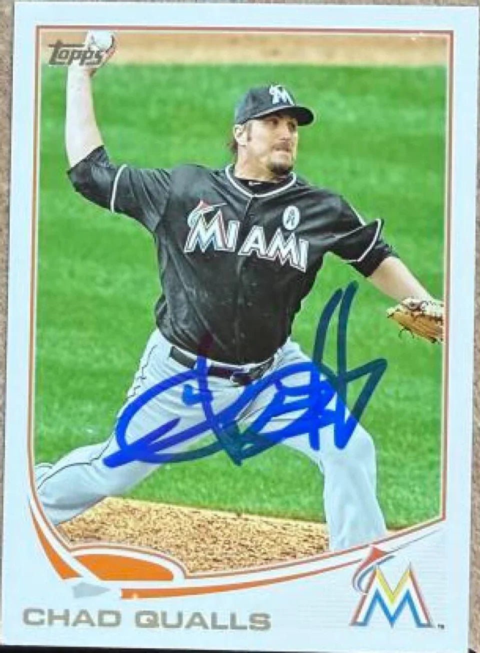 Chad Qualls Autographed 2013 Topps Update Baseball Card - Miami Marlins