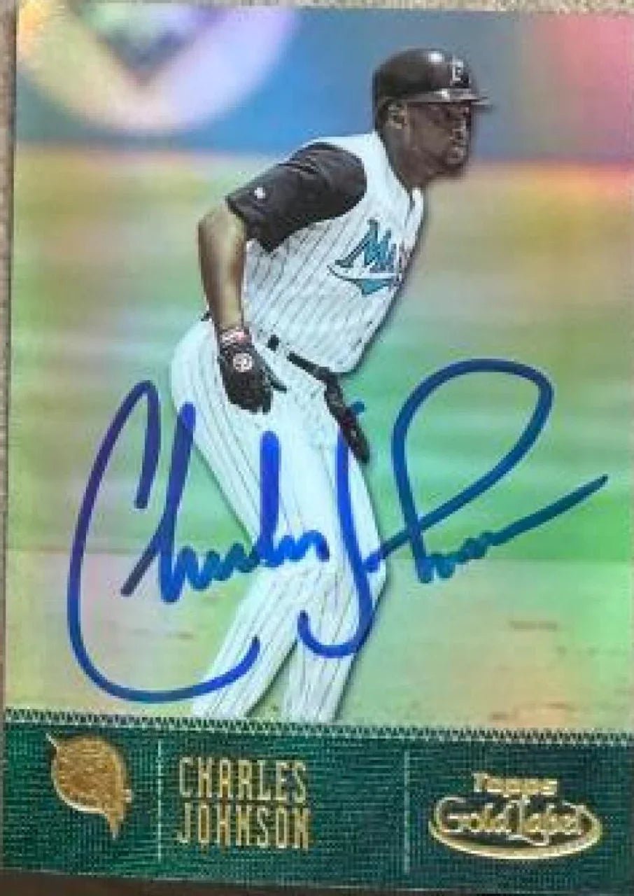 Charles Johnson Signed 2001 Topps Gold Label Baseball Card - Florida Marlins