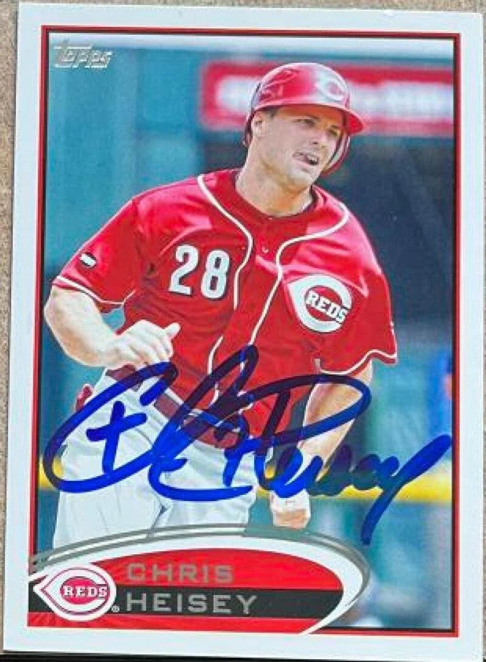 Chris Heisey Signed 2012 Topps Baseball Card - Cincinnati Reds