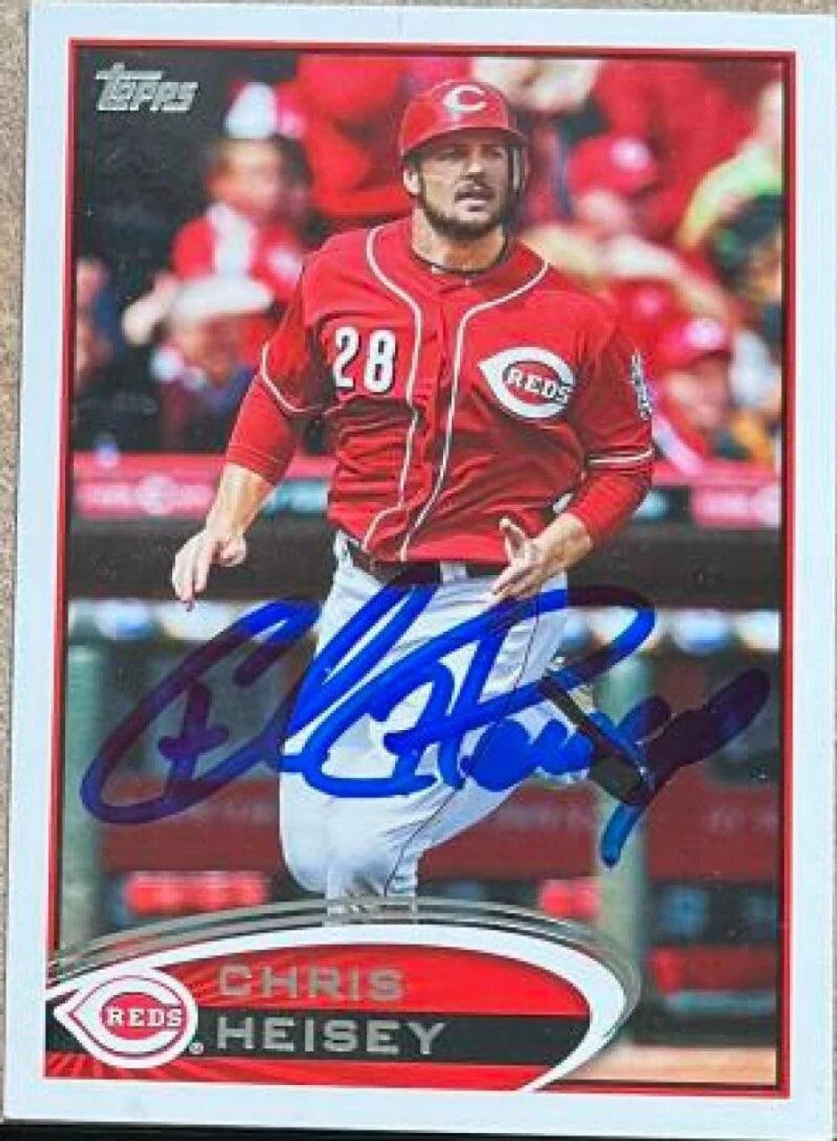 Chris Heisey Signed 2012 Topps Update Baseball Card - Cincinnati Reds