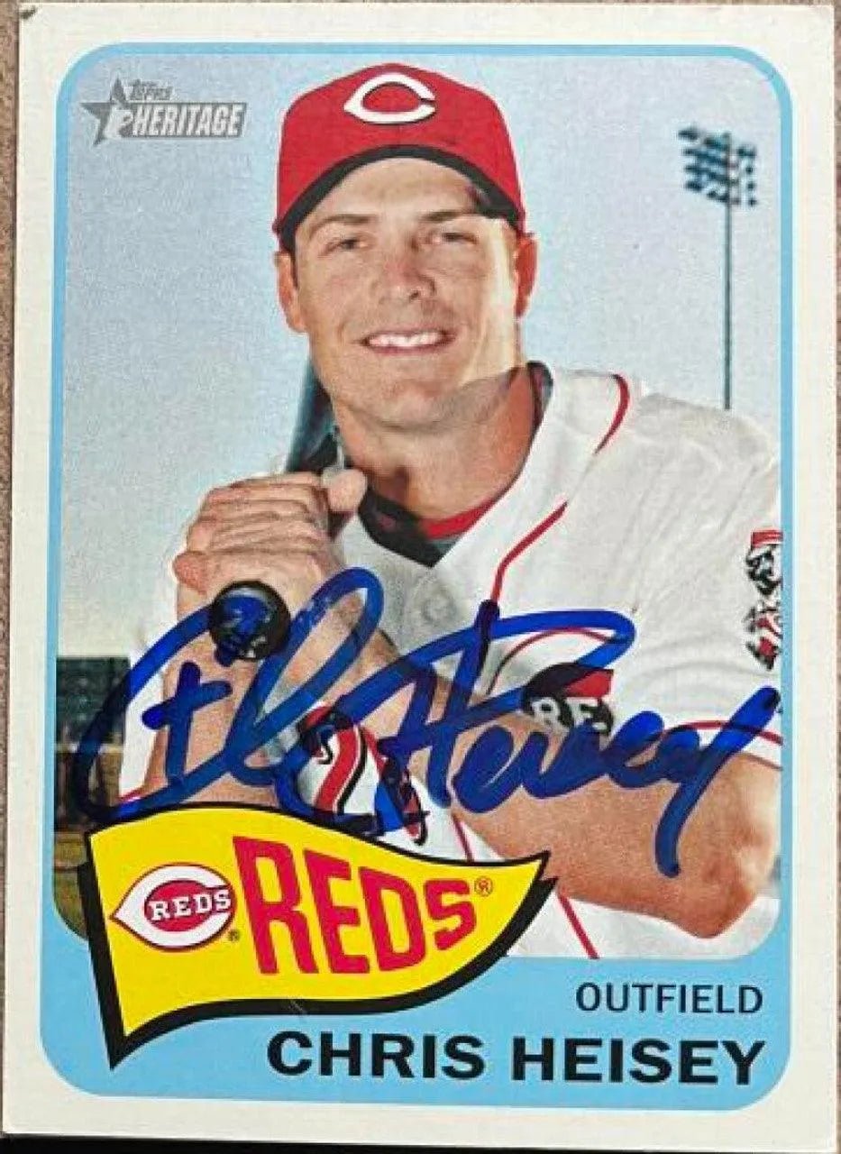 Chris Heisey Signed 2014 Topps Heritage Baseball Card - Cincinnati Reds