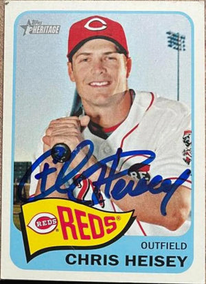 Chris Heisey Signed 2014 Topps Heritage Baseball Card - Cincinnati Reds