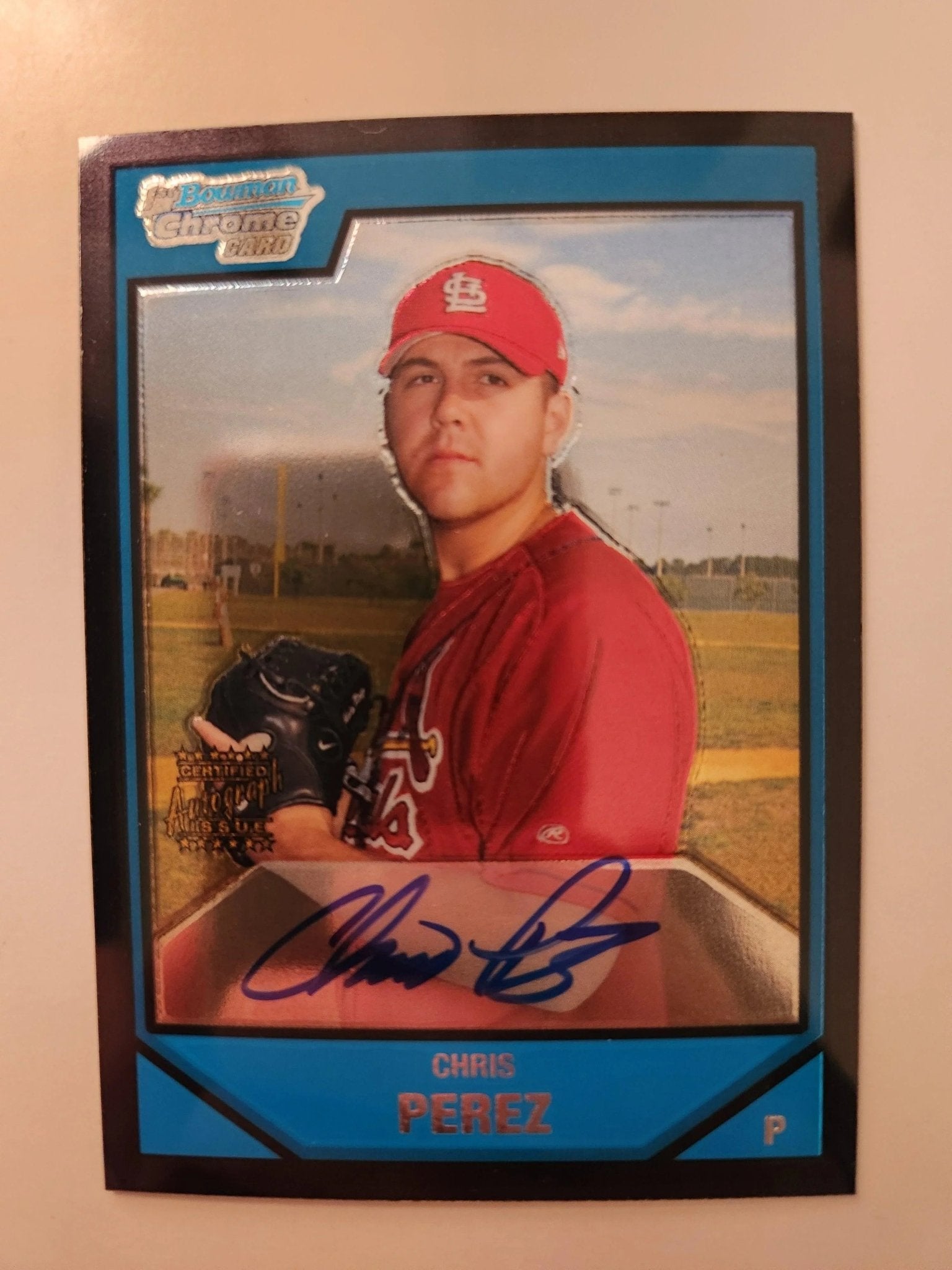 Chris Perez Signed 2007 Bowman Chrome Prospects Baseball Card - St Louis Cardinals #BC224