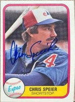 Chris Speier Signed 1981 Fleer Baseball Card - Montreal Expos