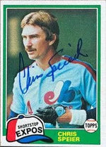 Chris Speier Signed 1981 Topps Baseball Card - Montreal Expos