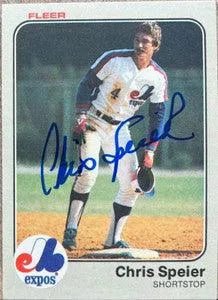 Chris Speier Signed 1983 Fleer Baseball Card - Montreal Expos