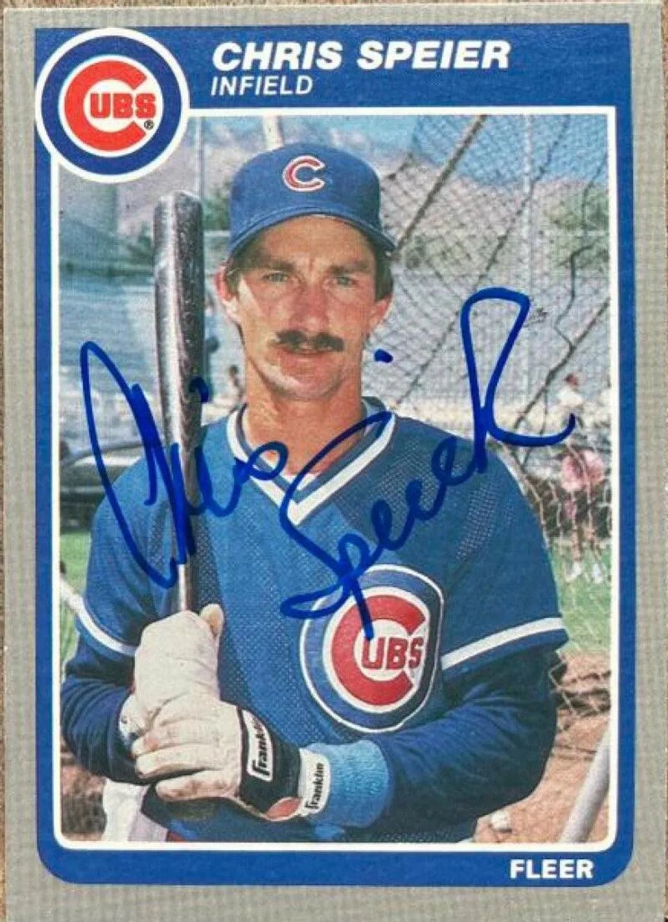 Chris Speier Signed 1985 Fleer Update Baseball Card - Chicago Cubs