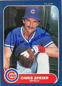 Chris Speier Signed 1986 Fleer Baseball Card - Chicago Cubs - PastPros