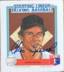 Chris Speier Signed 1988 Parker Bros Starting Lineup Talking Baseball Card - San Francisco Giants - PastPros