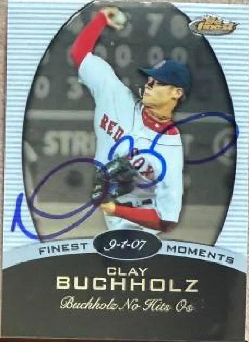 Clay Buchholz Signed 2008 Topps Finest Moments Baseball Card - Boston Red Sox #FM-CB