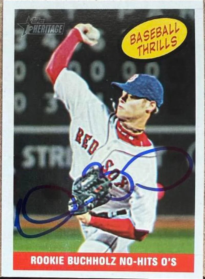 Clay Buchholz Signed 2008 Topps Heritage Baseball Card - Boston Red Sox #369