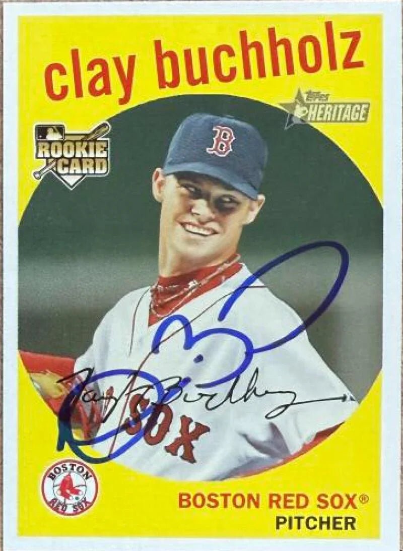 Clay Buchholz Signed 2008 Topps Heritage Baseball Card - Boston Red Sox #88