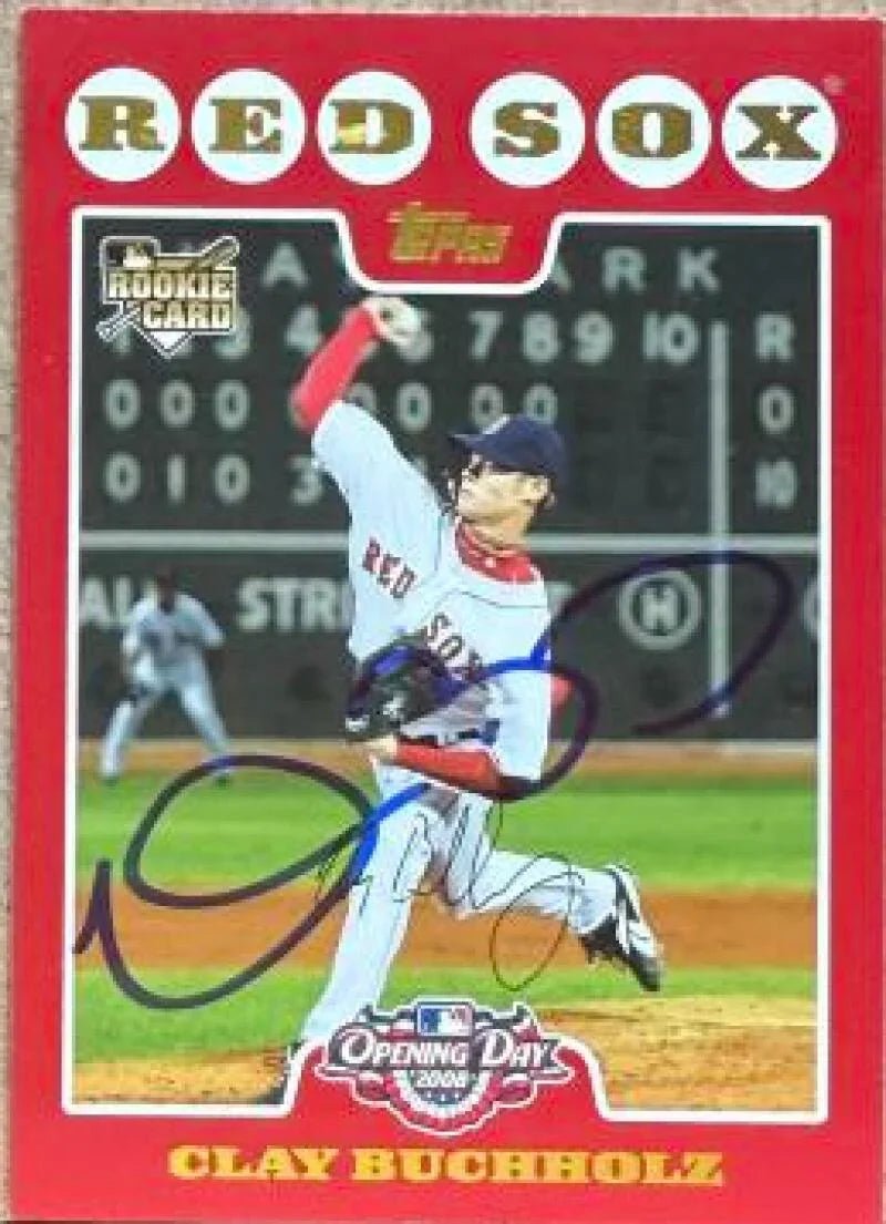 Clay Buchholz Signed 2008 Topps Opening Day Baseball Card - Boston Red Sox #211