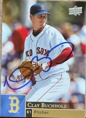 Clay Buchholz Signed 2009 Upper Deck Baseball Card - Boston Red Sox #48