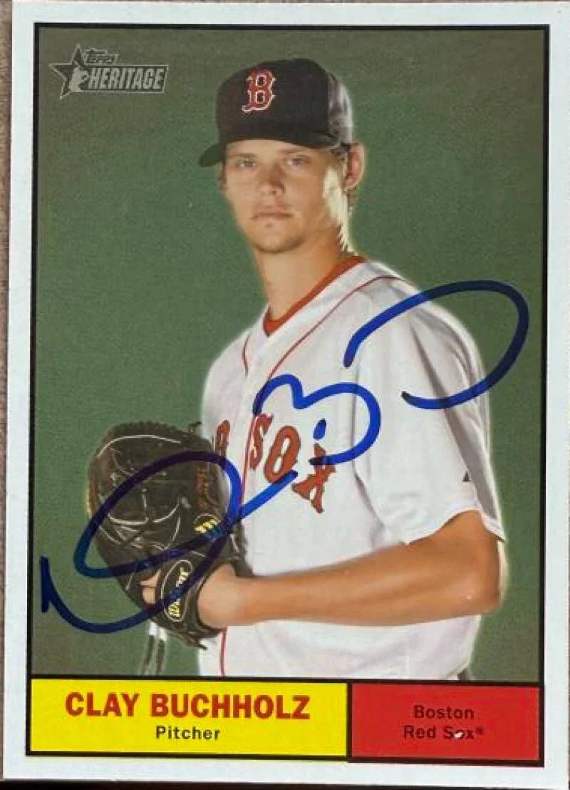 Clay Buchholz Signed 2010 Topps Heritage Baseball Card - Boston Red Sox #16