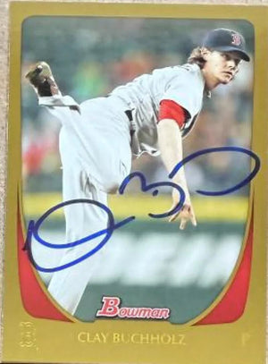 Clay Buchholz Signed 2011 Bowman Gold Baseball Card - Boston Red Sox #130