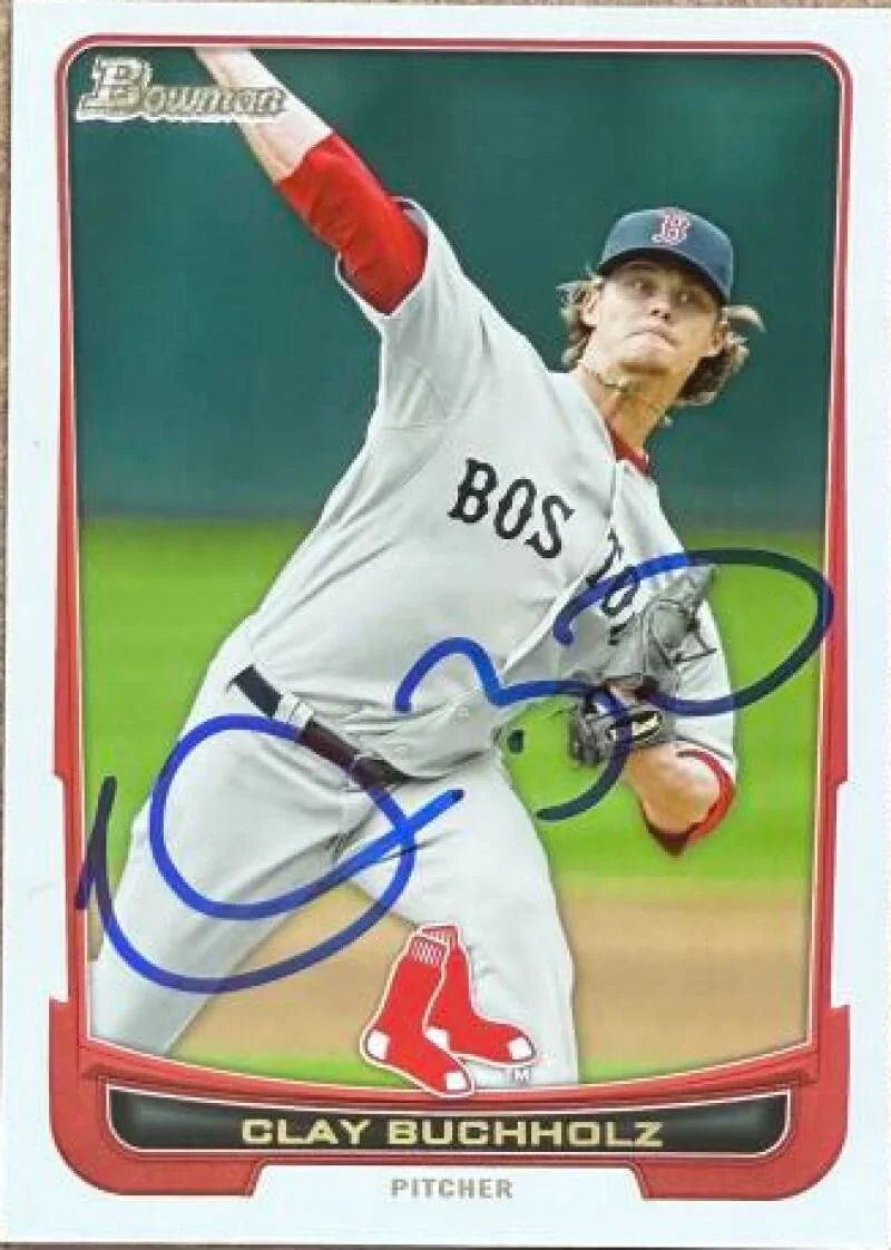Clay Buchholz Signed 2012 Bowman Baseball Card - Boston Red Sox #102