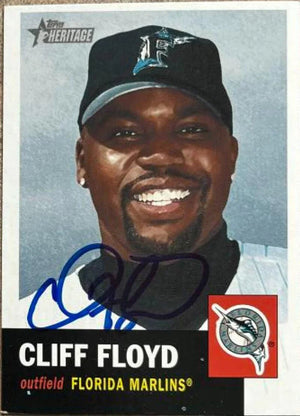 Cliff Floyd Signed 2002 Topps Heritage Baseball Card - Florida Marlins