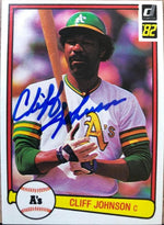 Cliff Johnson Signed 1982 Donruss Baseball Card - Oakland A's